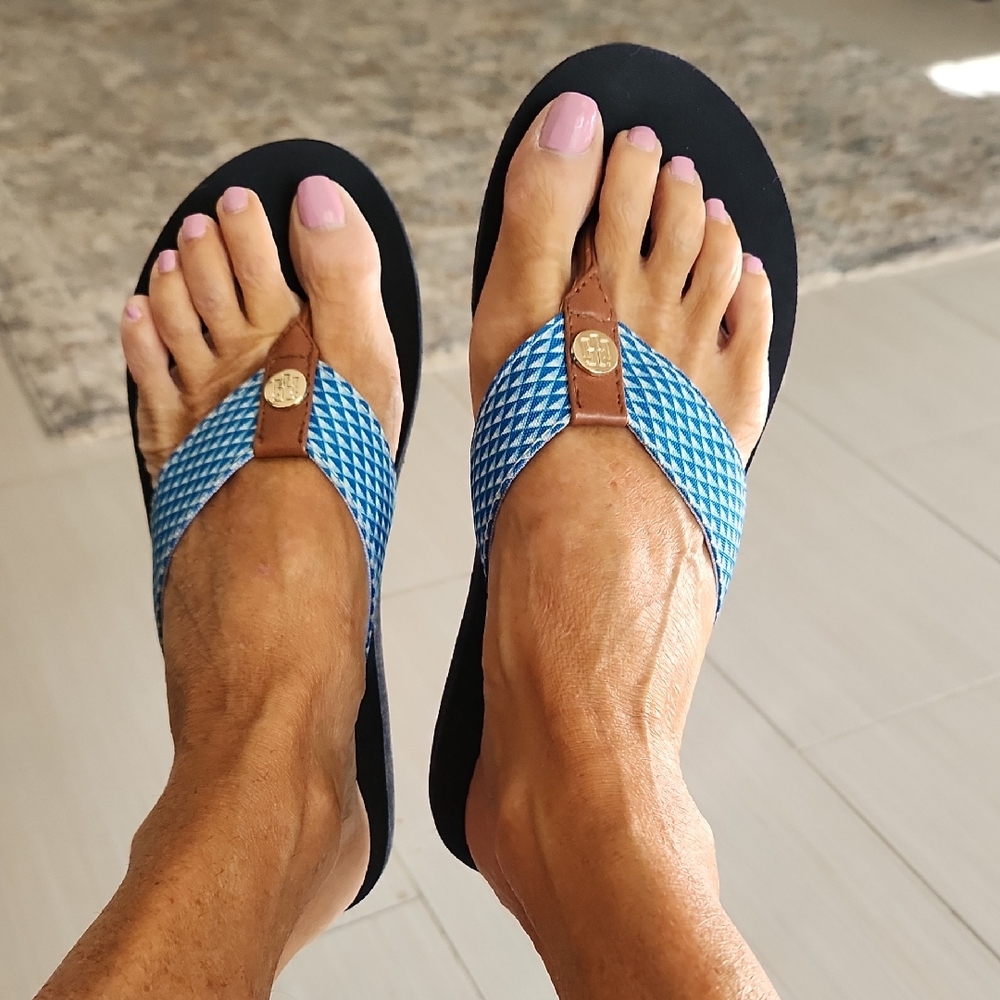 Tommy Hilfiger Blue and White Women's Sandals